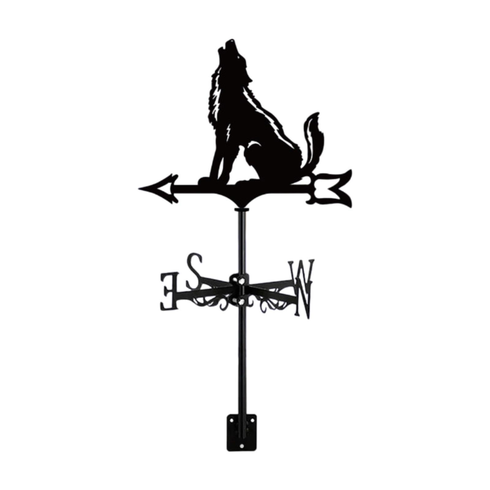 Metal Howling Wolf Figurine Wind Vane Weathervane for Garage Lawn Heavy Duty