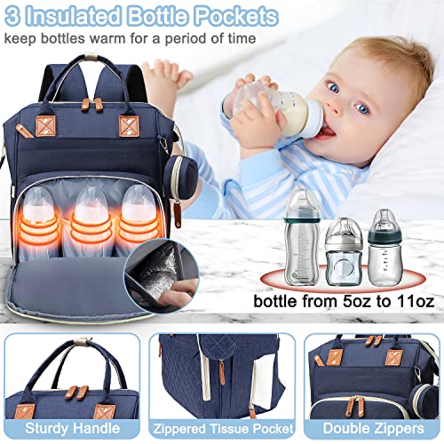 SHITIESHOU Diaper Bag Backpack Baby Bag, Baby Girl Boy Diaper Bag for Dad Mom with Pad, 16 Pockets, Pacifier Case, Large Diaper Bags Unisex for Travel (Blue)