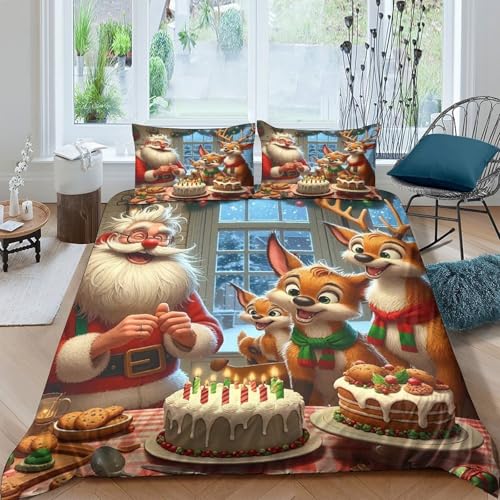 Housse de couette de Noël imprimé 3D avec fermeture éclair microfibre 200x200 - 2