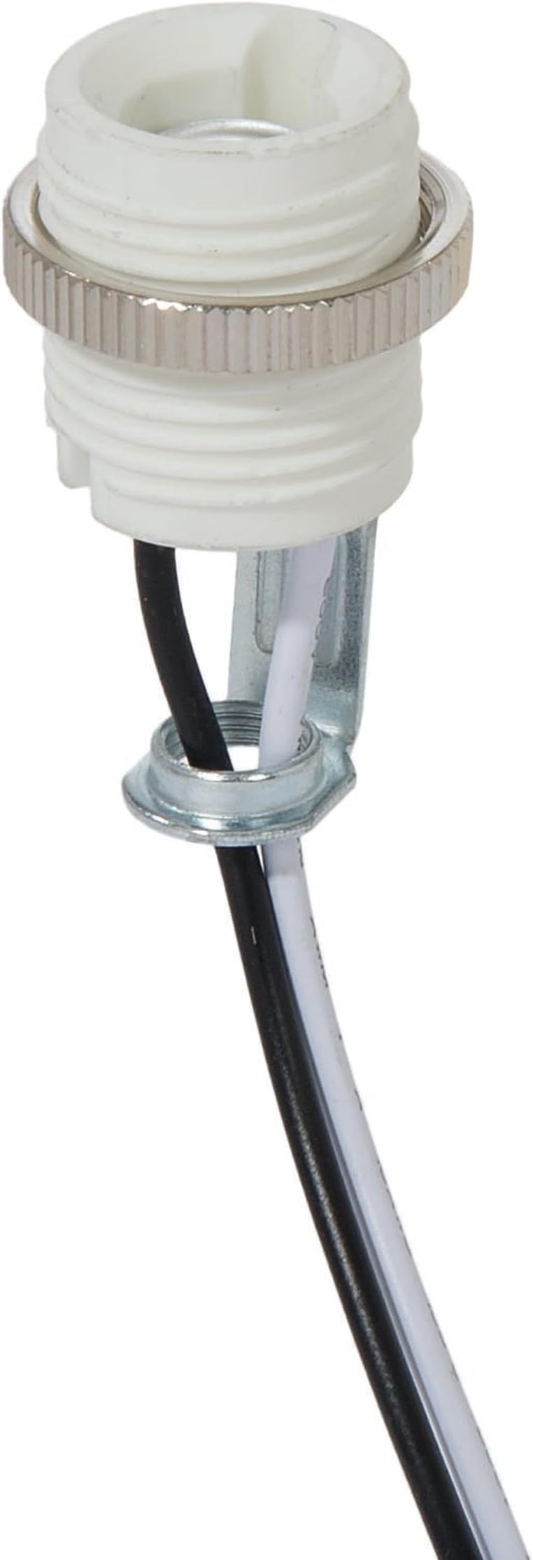 B&P Lamp Candelabra Base E12 Porcelain Threaded Socket with Ring and Wire Leads