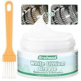 Brohood White Lithium Grease, Multi-Purpose Lithium Grease, 3.52 Ounces Garage Door Lubricant, White Greases with Brush for Track Rail, Automotive, Marine, Bicycles, Bearings, Gears
