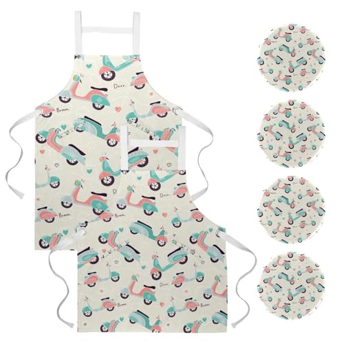Tablier de cuisine pour pâtisserie et bistrot au motif moto original