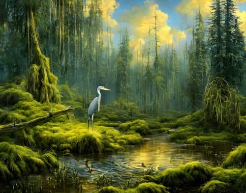 Toile Heron Stands in the Swamp 58 x 90 cm pour créer un coin de nature