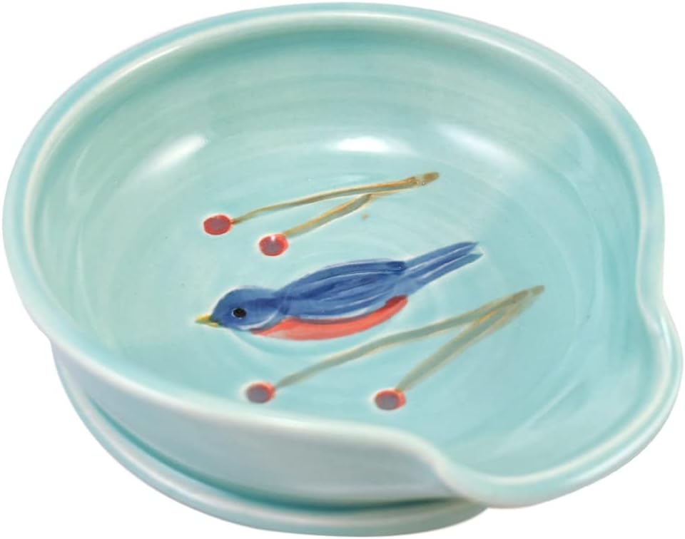 Modern Artisans Garden Birds American Made Stoneware Collection: Bluebird Spoon Rest, 5-Inch