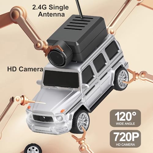 Image of Wltoys 1:64 FPV RC Drift Car, 720P WiFi APP, 2.4GHz Gyro (Sliver) | HD Zero‑lag Camera, 3 Speeds & Suspension. Dual LED Lights. Smooth on Carpets /Tiles. APP Photo /Video /VR for Hobbyists