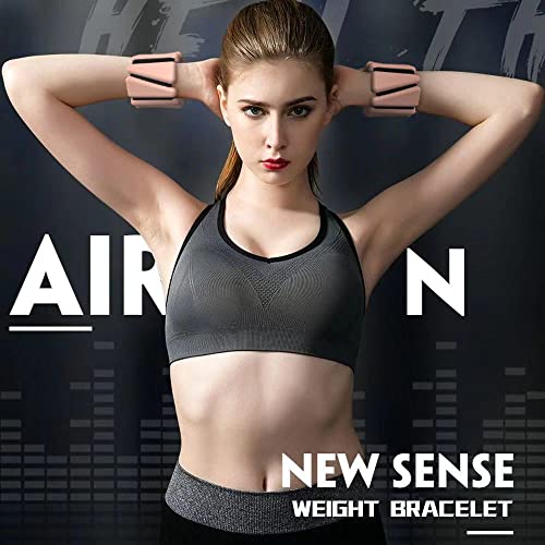 Image of XFYT Adjustable Wrist Weights & Ankle Weights | Pair of 2 bracelets x 1 lbs each (1kgs total) | Soft silicone for comfortable movements for yoga, pilates,workouts (Pink)