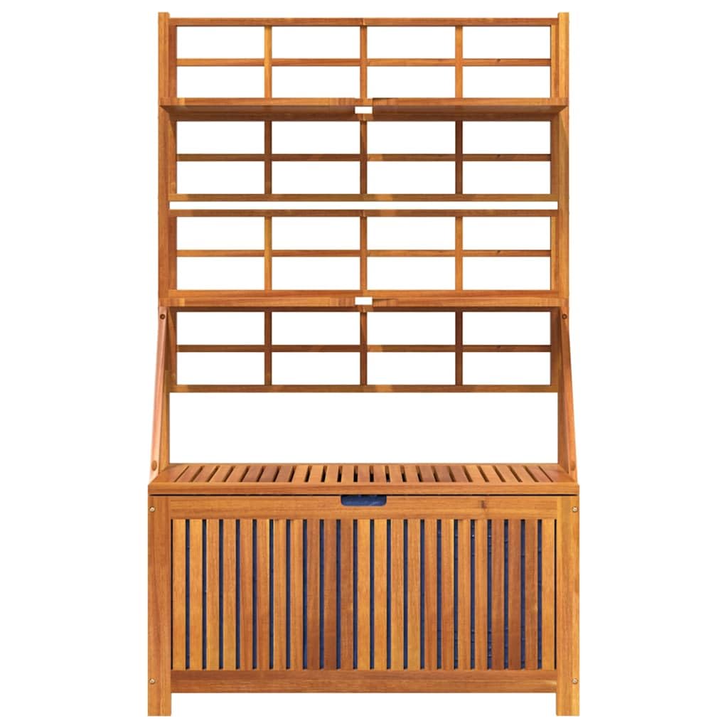 Truhe mit Rankgitter aus massivem Akazienholz 99x50x160 cm Gartentruhe mit wetterfestem Stauraum und Ablagen für Balkon Terrasse Outdoor zum Verstauen von Garten Box Kissen Auflage