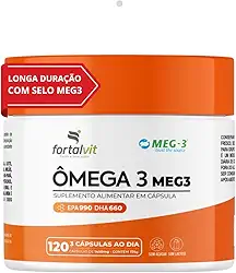 Ômega 3 MEG-3 Alta Concentração EPA 990mg DHA 660mg - 120 Cápsulas - Pureza Garantida, Fortalvit