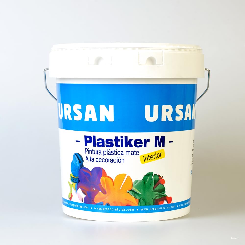 Ursan - Plastiker M | Pintura Blanca Interior Mate para Decoracion de Paredes y Techos - Uso Recomendado en Paramentos Interiores como Yeso, Escayola o Cemento - Acabado Mate Sedoso -15 Litros