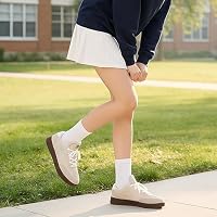 Diarilip Womens Fashion Sneakers Classic Retro Trainers Comfortable Lace Up Walking Shoes Beige — image 3