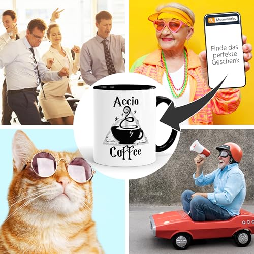 MoonWorks Kaffee-Tasse Spruch Accio Coffee Teetasse Keramiktasse Schwarz unisize – Ansicht 6