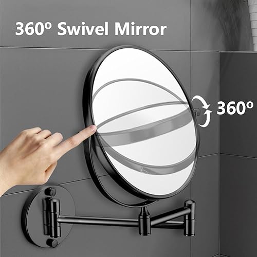 Miniatura 3 de Espejo de maquillaje montado en la pared, espejo de aumento 1X3X, espejo de afeitar de doble cara, espejo de tocador de brazo extensible de 360 para