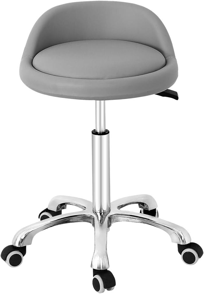 Up To 60% OFF Grace & Grace Professional Gilder Series with Backrest Comfortable Seat Rolling Swivel Pneumatic Adjustable Heavy Duty Stool for Shop, Salon, Office and Home (Extra Large Seat, Grey)