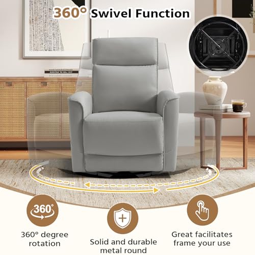 Image of HAOMARKETS Swivel Rocker Recliner Chair Set of 2, Manual Faux Leather Glider Rocking Recliners for Adults, 360 Swivel Nursery Reclining Sofa with Storage Pocket