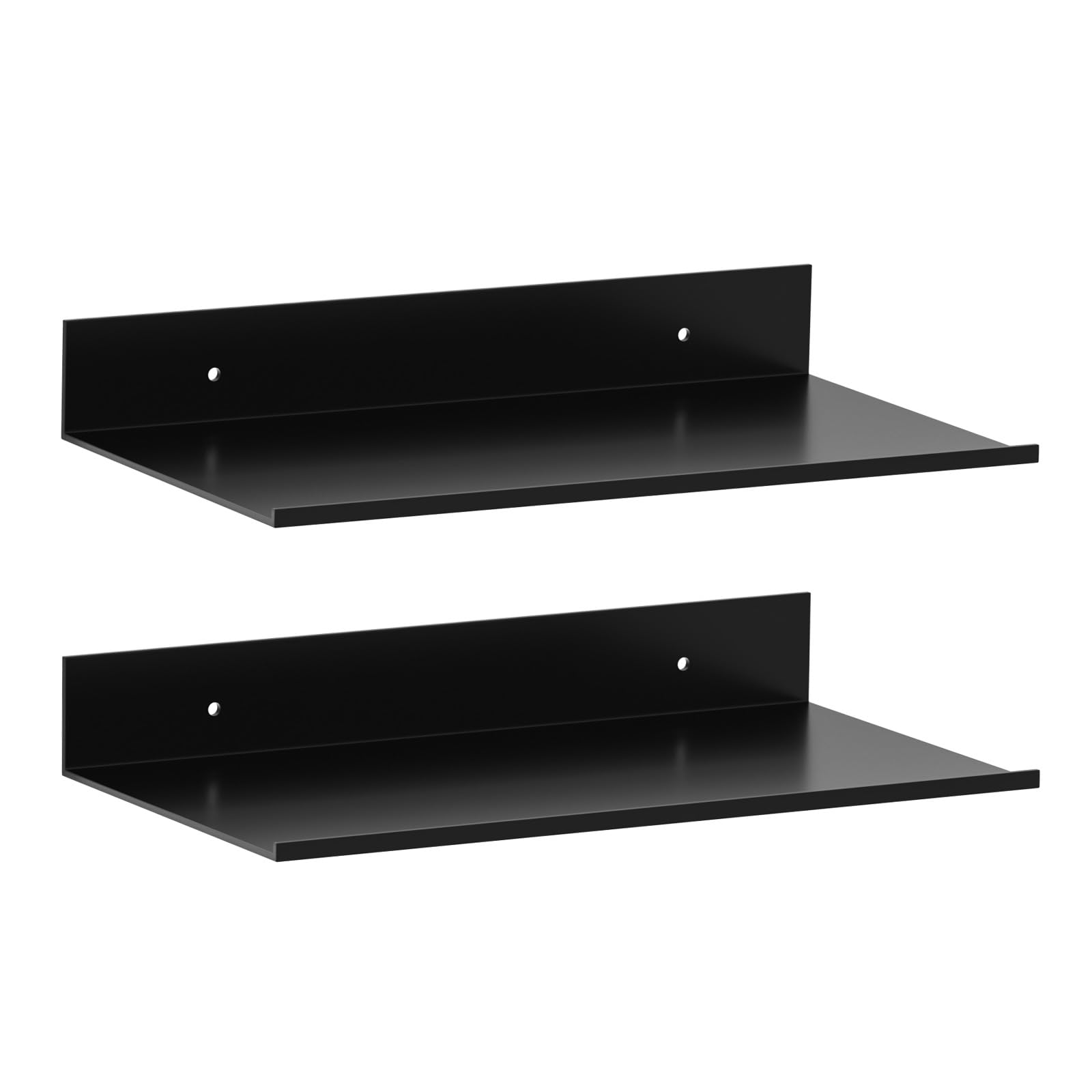 Wisfame Floating Shelfs for Wall,Wall Decor Shelves Set of 2,Small Aluminum Floating Display Wall Shelf,12" Wall Mounted Shelf for Smart Speaker,Plant,Collectables(Black)