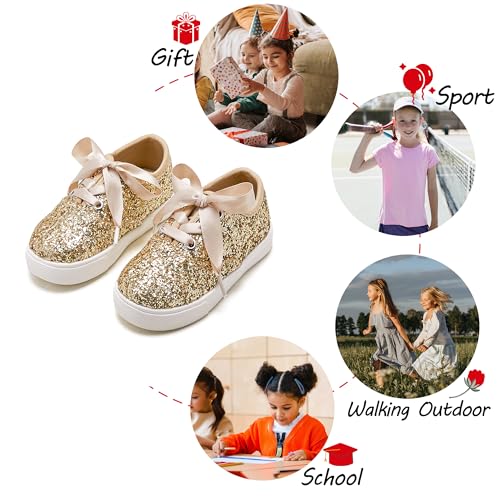 Toddler/Little Girls Sneakers-Slip On Glitter Sports Shoes for Running Walking4