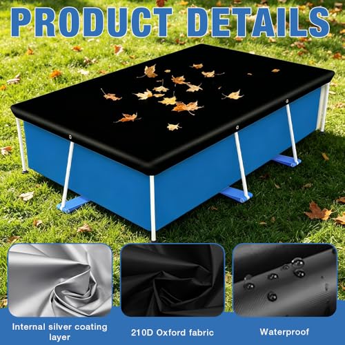 LYPPUL Schwimmbadabdeckung für Rechteckige, 221*150cm Rechteckige Poolabdeckung, Pool abdeckung Für Oberirdische Pools, abdeckungen Rectangle Pool für Rectangular Frame Pool Staub Regendicht Langlebig