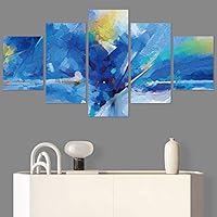 SIGNWIN 5 Panel Canvas Wall Art Modern Art Contemporary Digital Art Dramatic Geometric Multicolor Patterns for Home Decorations Ready to Hang - 60