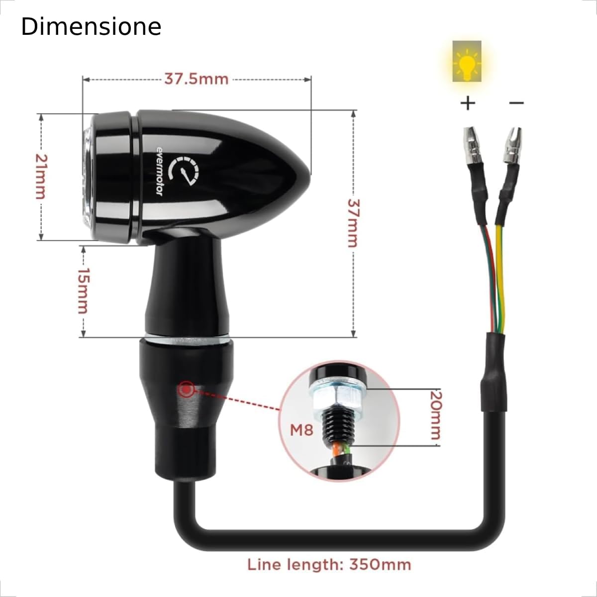 Specchietti Moto Evermotor Universal E9 - Set Con Filettature M10/M8 Destra/Sinistra, Per Moto, Scooter E ATV