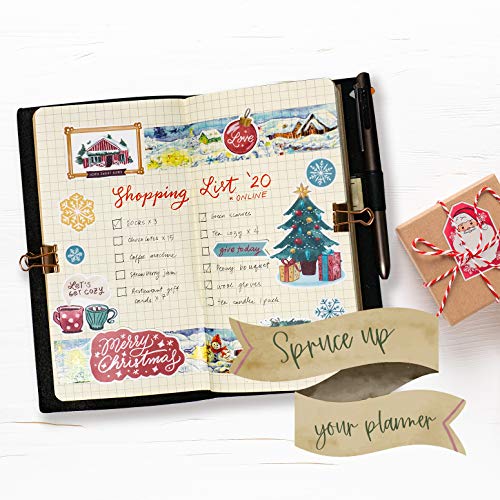Navy Peony Jolly Christmas Sticker And Gift Tag Set (67 Pack) - Waterproof, Durable, Holiday Themed | Winter Decals For Journal, Ornament, Scrapbook #TOP4