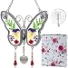 Sister Butterfly Suncatchers Stained Glass Butterfly Sun catcher for windows with Pressed Flower Wings Embedded in Glass with Metal Trim Sister Heart Charm - Gifts for Sister -Sister for birthdays