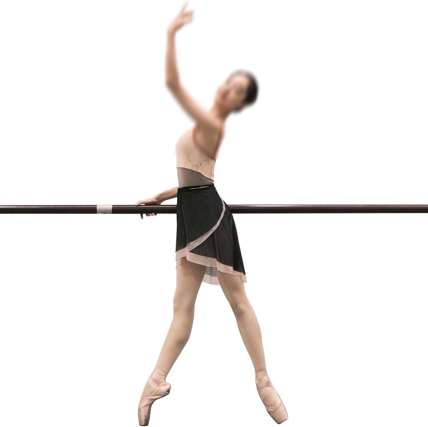 Ballet Skirt 2-Layers Two-Color Mesh Tie-Up One-Piece Elastic Waistband