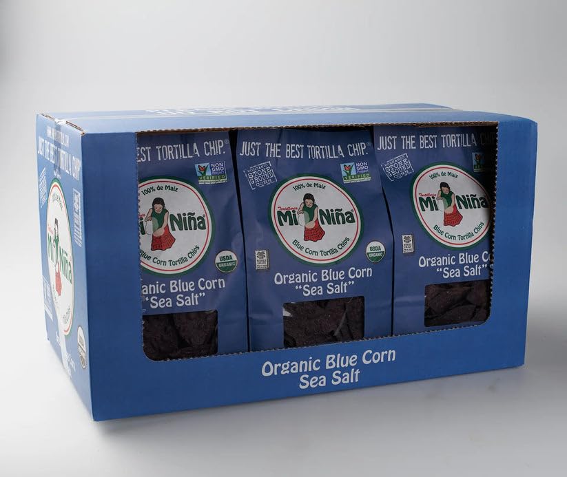 Mi Nina Chip Tortilla Sea Salt Blue Corn 12 oz (Pack of 9)