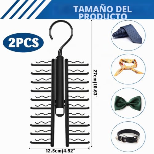 Miniatura 2 de 2 Piezas Porta Corbatas Para Armario Percha Para Hasta 20 Corbatas, Giratoria 360 , Antideslizante Y Ahorra Espacio, Organizador Para Corbatas, Cinturones Y Bufandas