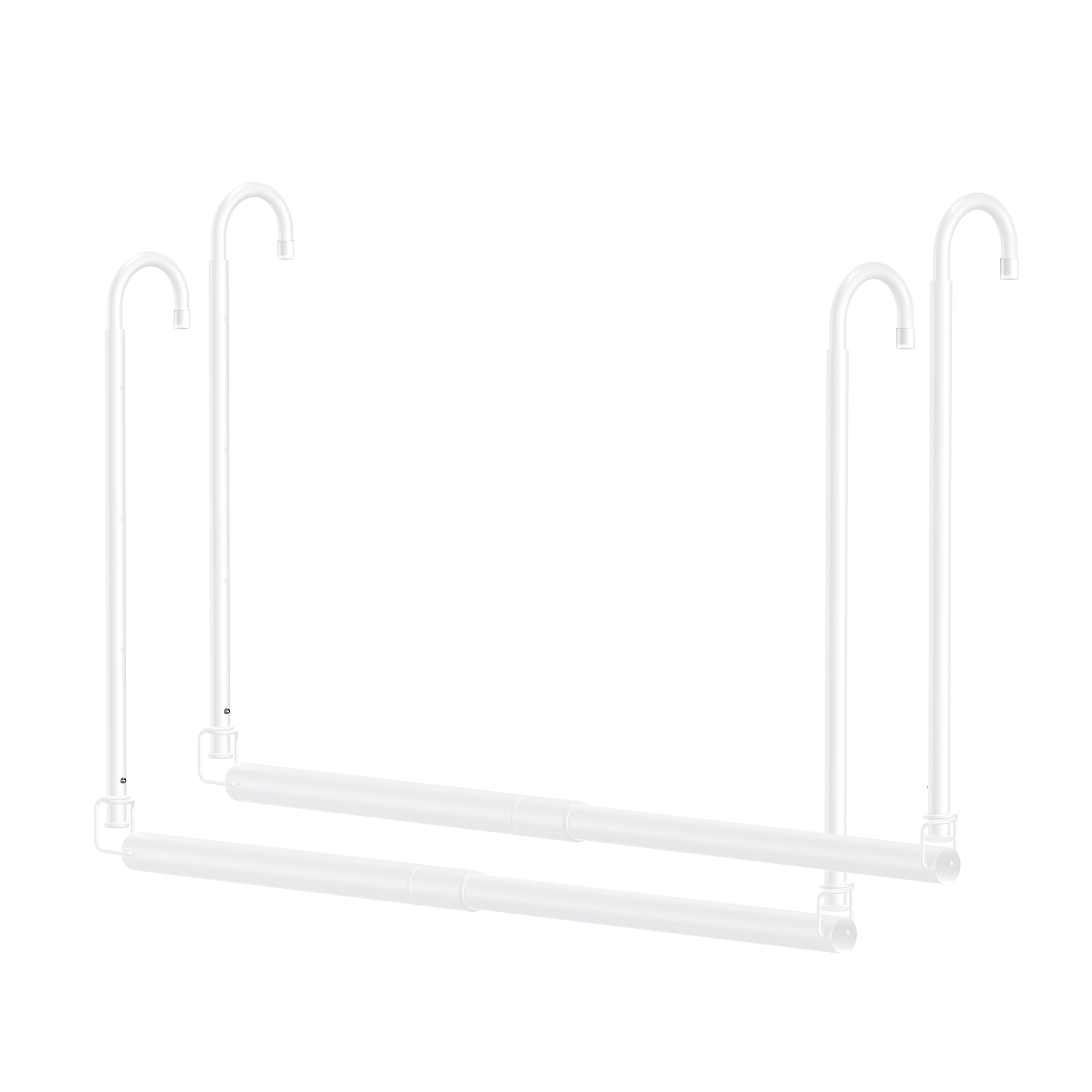 Tiemlet - Asta appendiabiti allungabile e regolabile in altezza, altezza 46,5 – 78 cm, larghezza 40 – 72 cm, spazio per armadio (bianco)