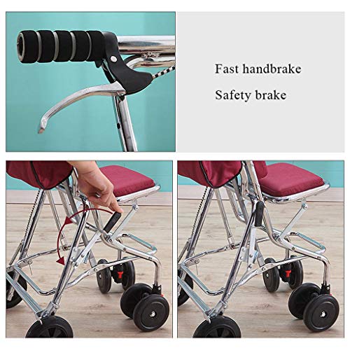 WLKINF Einkaufstrolley für ältere Menschen, zusammenklappbarer Einkaufsgurt, Sitz mit vier Rädern, kleines Handauto, 120 kg Tragkraft – Bild 6
