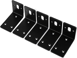 5Pcs Steel L Bracket Black, 90 Degree Small Corner Bracket, Right Angle Bracket,L Shape Heavy Duty Metal Corner Brace for Wood Furniture, Farmhouse, Shop, Woodworking (80x60x45mm)