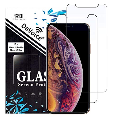 DaVoice Screen Protector (2-Pack) Compatible with iPhone 11 Pro Max Tempered Glass Screen Protector also for Apple iPhone XS Max Screen Protector Tempered Glass Guard, Phone Case Friendly, 3D Touch