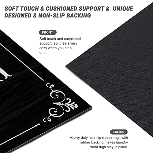 Getitezy Laundry Room Rug Set Of 2, Non Slip Laundry Mat For Laundry Room Decor Washable Area Rugs For Bathroom, Washroom, Kitchen, 17"X28"+17"X47", Black #TOP5