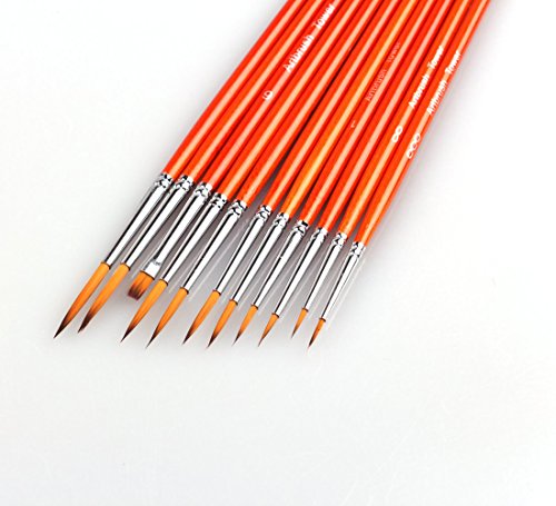 Set de Pinceles Pequeños para Pintura Esmalte - 11 Piezas para Detalle, Acrílico y Acuarela Rojo miniatura 3