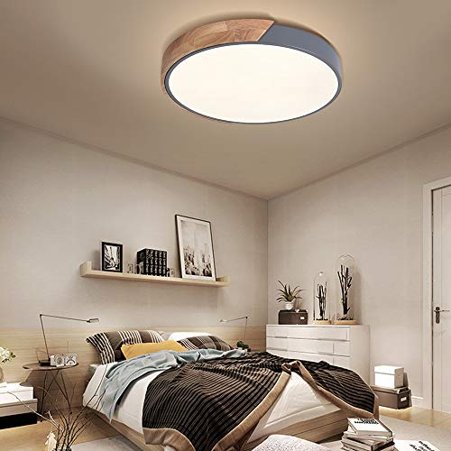 Preisvergleich Produktbild EDISLIVE Holz Deckenleuchte Led Dimmbar Deckenlampe Schlafzimmer weiß Farbwechsel Rund Dimmschalter Lampe Wohnzimmer Lampe
