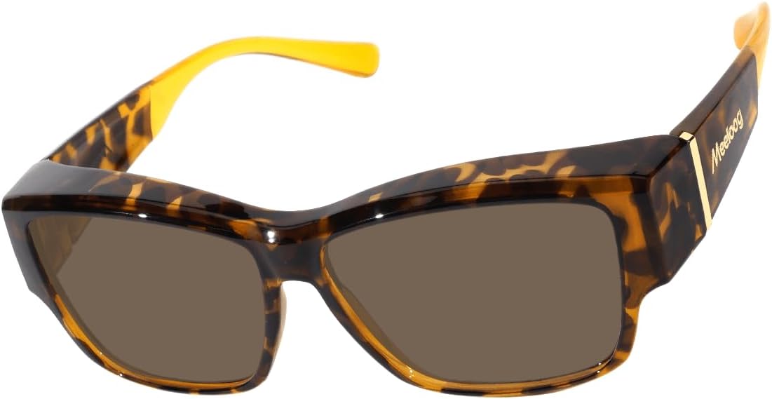 Meeloog Women Polarized Fit Over Glasses Sunglasses, Square Lightweight Wrap Around Shades For Driving Riding MST6470
