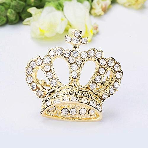 Seraphis Crystal Crown Brooch Rhinestone Gold Pin Badge Fashion Jewelry Unisex, 3,2cm x 2,8cm - Image 5