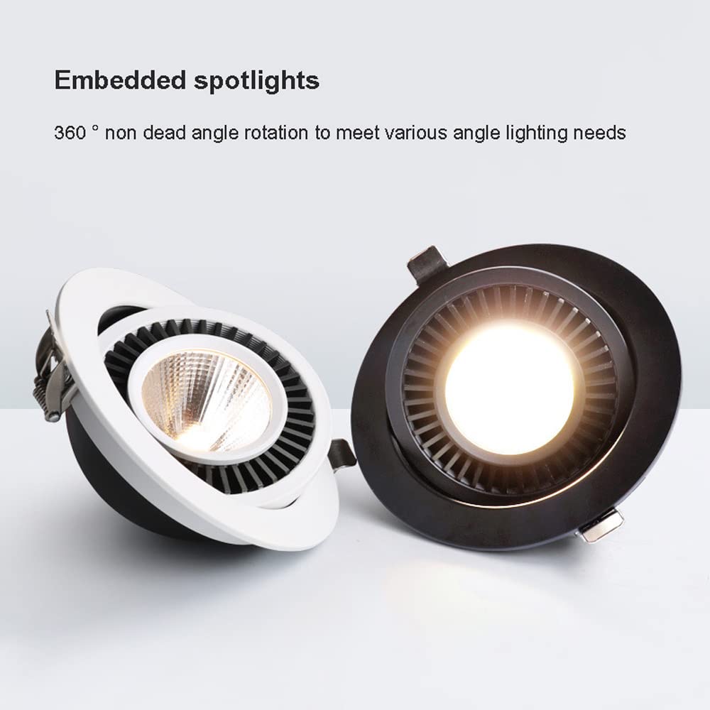 Confezione da 12 faretti a LED da incasso 3W/5W/7W/12W rotondi in alluminio orientabili, faretti cardanici da incasso 3000K/4000K/6000K selezionabili, faretti da soffitto retrofit a bulbo oculare A-1