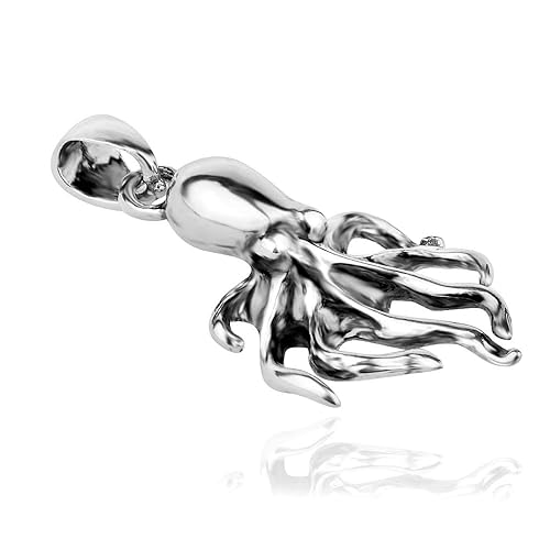 SALE! Octopus Pendant Sterling Silver 925 Sea Monster Seawater Charm Nautical Ocean Sea Jewelry Sailor Seaman Necklace Chain Unisex Gift Present
