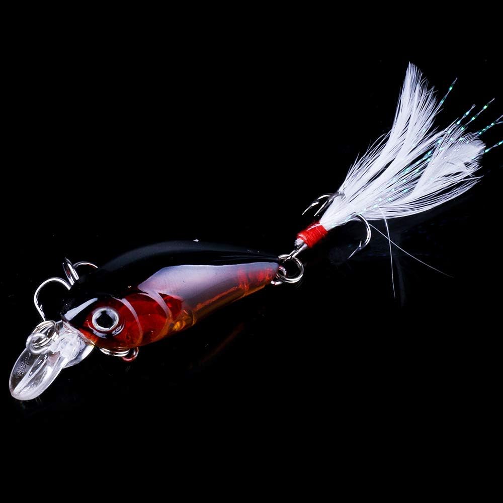 OriGlam 5 Pack Minnow Fishing Lure Crank Bait, Fishing Bass Bait Lures Hard Artificial Bait, Crankbait Fishing Lures Hooks 3D Eyes for Bass Fishing Lure Freshwater and Saltwater