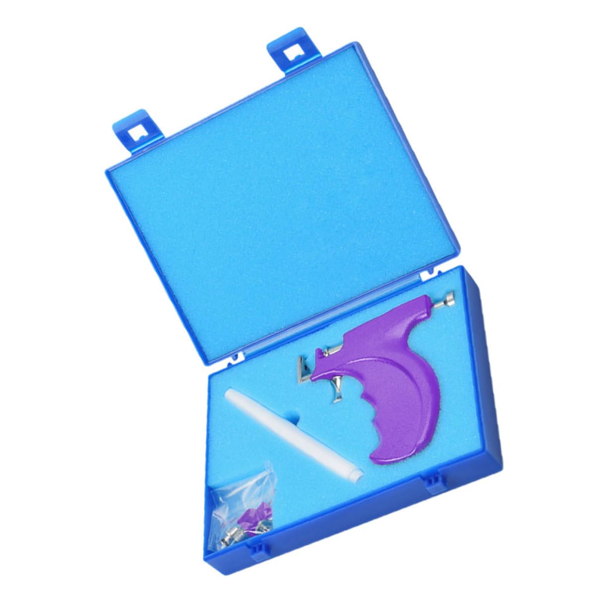 Beavorty Kit Piercing Orecchio in Acciaio Inox Set, Dispositivo Per Puntura Orecchie Meccanico, Strumento Foratura Rapido Per Uso Personale, Colore Viola Accessori Assortiti
