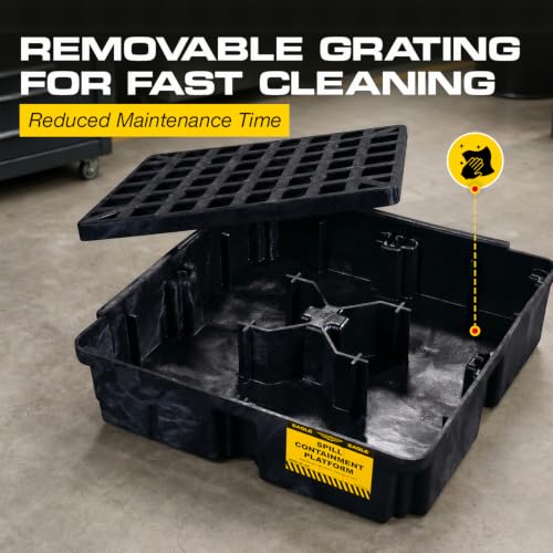 Image of Eagle 1 Drum Spill Containment Pallet, Made in the USA, Black