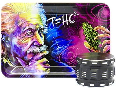 Metal rolling Tray combo includes Tray and 2.5'' 4 piece herb grinder, Aluminum spice grinder with Pollen scrapper