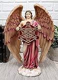 Ebros Talmudic Judaism Metatron Angel Holding Sacred Flower of Life Geometric Cube Statue in Vivid...