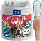 EcoEarth Toallitas de Limpieza Dental Premium para Perros y Gatos - 50 Piezas - Almohadillas para los Dedos para el Cuidado Dental de Mascotas para un Aliento Fresco y una higiene bucal