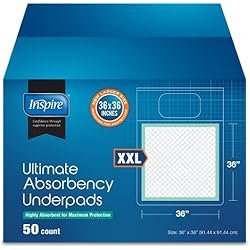 Inspire Ultra 125 Gram Extra Large Super Absorbent Bed Pads for Incontinence Disposable 36 x 36 in. | MAX Absorbent with Polymer Incontinence Bed Pads Liner Chucks Pads Disposable Puppy Pad Large