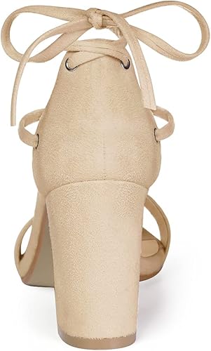 Vista 3 de Allegra K - Sandalias de tacón alto con cordones para mujer