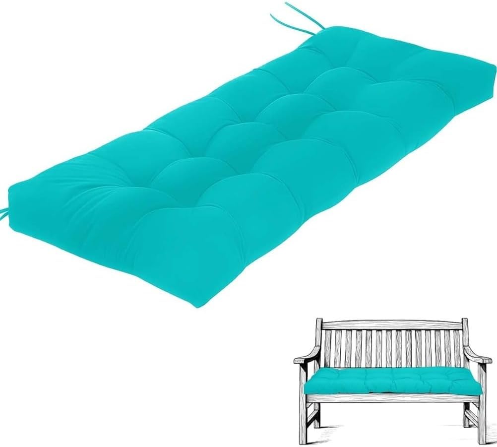 Coussin de banc durable et épais 10cm, matelas haut de gamme bleu lac 120x50 cm