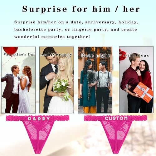 Image of Women's Personalized Thongs with Funny Rhinestone Letters, Custom Name Underwear Panties for Couples