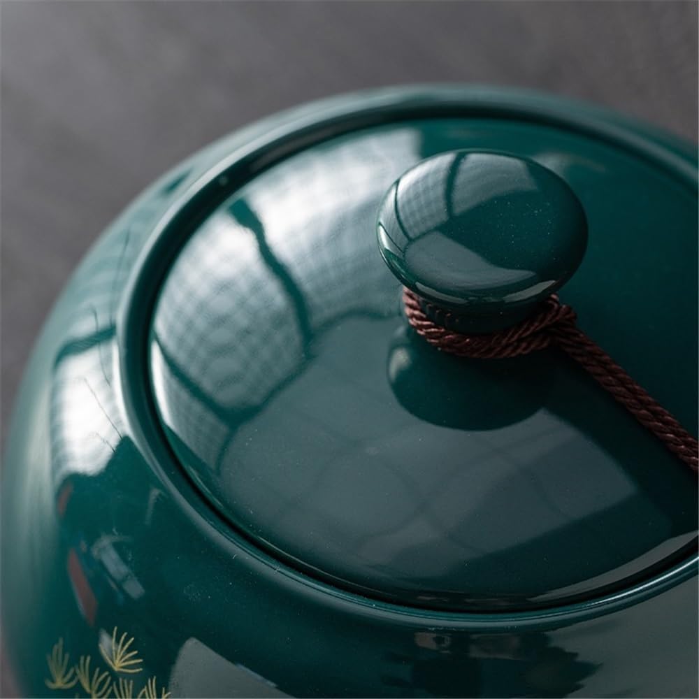 Tea Canister Ceramic Tea Canister with Airtight Lid Kichen Storage Container for Tea, Coffee, Nuts, Herb, Spice, Sugar Tea Tin(Red)